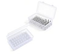 2 Pieces Piping Tips Storage Box with 42 Fixed Pins, Piping Tip Organizer Box, Cake Decorating Nozzles Storage Case Container for Baking Tool Home Bakers (Clear)