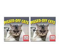 2 Pieces Pissed Off Cats Calendar 2025, Cat Calendar 2025, Cat Diary 2025 Monthly Planner, Angry Kitten Wall Calendar 2025, School Planner, Funny Family Calendar For Study Room Bedroom Living Room