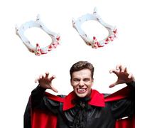 2 Pieces Plastic Vampire Teeth White Bloody Fangs Scary Halloween Werewolf Zombie Fangs Teeth Cosplay Props for Adult Kids Halloween Party Costume Accessories Y8XJJY