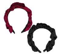 2 Pieces Pleated Wide-Edged Headbands, Women'S Headbands, Satin Headbands, Retro Headbands, Simple Versatile Headbands (Black, Red).
