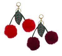 2 Pieces Plush Cherry Keychains, Fluffy Cherry Charms, Fashionable Handbag Charms, Cute Bag Accessories, Fun Gift Keychains for Women, Girls