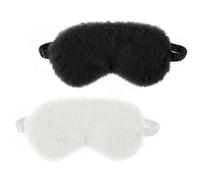 2 Pieces Plush Fluffy Eye Mask Comfortable Blindfold Eye Cover Soft Night Eyeshade Cover Cute Sleep Masks Adjustable Faux Fur Sleeping Mask for Women Men Travel Nap Gift