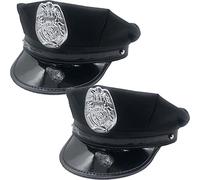 2 Pieces Police Hat Outfit Accessory for Police Caps Costume Accessory Carnival Headdress Policeman Cosplay Dressing Up Police Officer Hat for Unisex Adults Men Women Halloween Role Play Hen Nights
