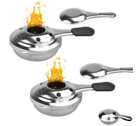 2 Pieces Portable Alcohol Burner Mini Stainless Steel Fondue Stove for Backpacking Outdoor Camping Traveling Picnic BBQ