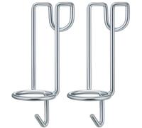 2 Pieces Portable Iron Rack Bucket Hooks, No Drill Needed Metal Design, Suitable for Horse Stables and Sheds, Silver Rust-Resistant Set Ideal for Farms