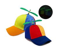 2 Pieces Propeller hat,Helicopter Hat,Propeller Cap,Adults Funny Bucket hat,with Night Glow Propeller,Summer Sun Protection Outdoor Sun Hat,for Adults Party hat (Orange+Blue)