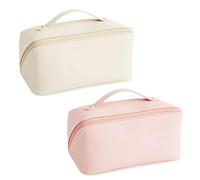 2 Pieces Pu Leather Makeup Bag, Simple and Large Capacity, Travel Convenient Multi-Functional Handbag, Waterproof Tissue and Organization Props.