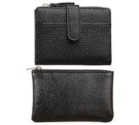2 Pieces Pu Leather Wallet, Classic Minimalist Wallet, Portable Card Bag, Travel Supplies, Ladies Card Bag (Black).