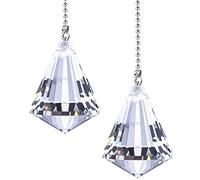 2 Pieces Pull Chain Extension with Connector for Ceiling Light Fan Chain, 1 Meter Long Each Chain (Crystal Cone)