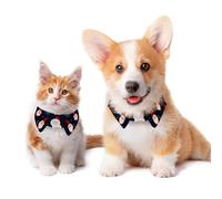 2 Pieces Puppy Collars, Cute Christmas Cartoon Santa Claus Lapel Style Paws Dog Collar with Tie, Adjustable Pet Bowties for Small Medium Dogs Cats