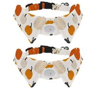 2 Pieces Puppy Collars, Thanksgiving Doodle Pumpkins Lapel Style Paws Dog Collar with Bow Tie, Adjustable Pet Bowties for Small Medium Dogs Cats