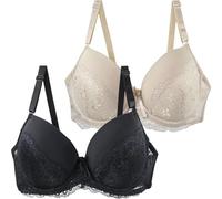 2 Pieces Push up Bras for Women My Orders, Minimiser Bras Full Coverage Lace Bralette Comfortable Padded Support Women's Fashion Bra