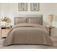 2 Pieces Quilted Bedspread Bed Throws Luxury Embossed Tropical Leaf Pattern Reversible Quilt Bedspreads Coverlets for Bedroom Decor with Matching Pillow Shams Quilt Bedding Set (Mink, Single)