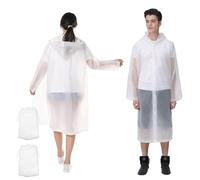 2 Pieces Rain Poncho for Women and Men, Reusable Raincoat with Hood, EVA Waterproof Rain Cape, Portable Rain Poncho, White Raincoat with Drawstring for Hiking Camping Cycling Gardening