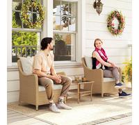Outsunny 2 Pieces Rattan Garden Chairs, Cushioned Rattan Chairs, Beige