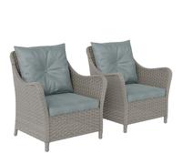 Outsunny 2 Pieces Rattan Garden Chairs - Cushioned Rattan Chairs - Light Grey | TJ Hughes