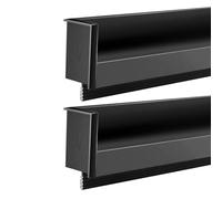 2 Pieces Recessed Wardrobe Concealed Handle Aluminum Alloy Drawer Knob Inset Slotted Invisible Cabinet Flush Sliding Door Pull Door Levers (150MM,Black)