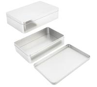 2 Pieces Rectangular Empty Tin Box Containers for Gift, Jewelery & Home Organization, 8.5 x 5.3 x 1.9 Inch (Silver)