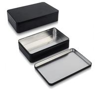 2 Pieces Rectangular Empty Tin Box Containers for Gift, Jewelery & Home Organization, 8.5 x 5.3 x 1.9 Inch (Black)