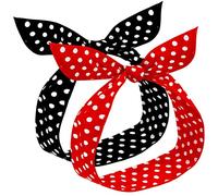 2 Pieces Red and White Polka Dot Headbands for Girls and Women Headband Retro Bandana 50s Wire Headband Vintage Print Christmas Hairband