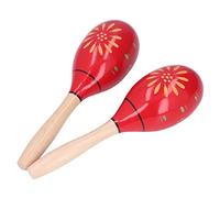 2 Pieces Red Wooden Maracas, Carved Sand Ball Percussion Instrument, Ideal Early Childhood Teaching Aids For Parties, Carnivals, Musical Education