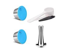 2 Pieces Refillable Coffee Pod, Two Reusable Coffee Capsules with Tamper, Spoon, and Brush, 51-100 Ml
