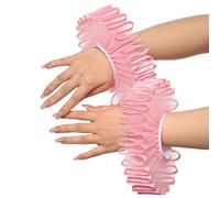 2 Pieces Renaissance Tudor Elizabethan Ruffled Wrist Ruffs Clown Hand Cuff Arm Bands Victorian Costume Fancy Dress Accessories for Halloween Carnival
