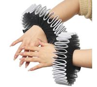2 Pieces Renaissance Tudor Elizabethan Ruffled Wrist Ruffs Clown Hand Cuff Arm Bands Victorian Costume Fancy Dress Accessories for Halloween Carnival