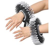 2 Pieces Renaissance Tudor Elizabethan Ruffled Wrist Ruffs Clown Hand Cuff Arm Bands Victorian Costume Fancy Dress Accessories for Halloween Carnival
