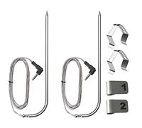2 Pieces Replacement Meat Probe for Pit Boss Pellet Grill Smoker Parts, 3.5mm Plug Thermometer Probe, Replacement Temperature Probe with 2 Stainless Steel Probe Clip Holders and 4 Numbered Labels