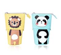 2 Pieces Retractable Pencil Bag, Creative Design Pencil Bag, Cute Cartoon Pencil Bag, Children's Pencil Bag, Large Capacity Pencil Bag.