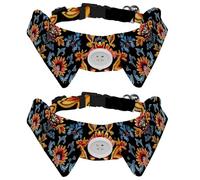 2 Pieces Retro Ethnic Flower Adjustable Bow Tie Dog Collar, Cute Dog Tuxedo Collar, Formal Pet Cats Necktie for Puppy Cat Wedding Grooming, Birthday Gift