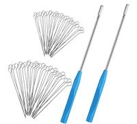 2 Pieces Reusable Inoculating Loop with 90 Replaceable Nichrome Needle Tip Inoculation Rings Inoculation Rod for Lab