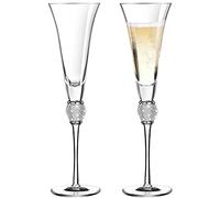 2 Pieces Rhinestone Champagne Flutes Wedding Toasting Glasses 7 Oz Rim Diamond Wine Glasses Long Stem Glassware for Wedding, Parties, Anniversary Supplies (Silver)