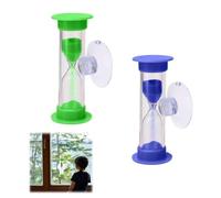 2 Pieces Sand Timer,Sand Timers for Kids,Egg Timers for Kids,3 Min Sands Timer with Suction Cap,For Games,Cooking,Tooth Brushing Time Countdown Calculation (Blue Green)