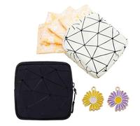2 Pieces Sanitary Napkin Storage Bag, 2 Pieces Daisy Pendant, Zip Menstrual Bag for Women, Sanitary Napkin Storage Bag, Menstrual Storage Bag, Mesh Storage Bag, Waterproof Menstrual Bag