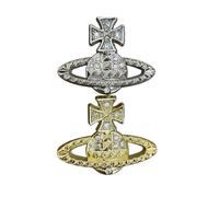2 pieces Saturn brooch suit costume pin corsage girl gold silver