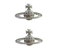 2 Pieces Saturn Vintage Brooch Temperament Metal Pin Clothing Accessory Silver