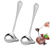 2 Pieces Sauce Ladle Stainless Steel, 20.5 cm/8.07 inch Gravy Ladle with Pour Spou, Mirror Polished Design, Dishwasher Safe, for Serving, Sauce Appetisers, Salads, Main Courses and Desserts