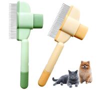 2 Pieces Self-Cleaning Flea Comb, Cat Comb with Release Button, Self-Cleaning Flea Comb for Pets, Cats Dog Brush for Massaging and Cleaning Hair