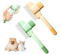 2 Pieces Self-Cleaning Pet Flea Comb, Pet Grooming Brush, Cat Dog Flea Comb, Hair Comb for Cat Hair with Release Button, for Cleaning Loose Knotted Fur