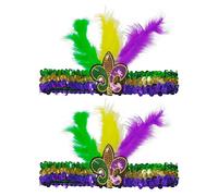 2 Pieces Sequin Feather Hairbands, Creative Colorful Headdresses, Personality And Stylish, Interesting Hair Accessories, Universal For Men And Women, Clothing Accessories.