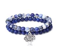 2 Pieces/set Tree Of Life Pendant Bracelets For Men 6mm Blue Sodalite Lapis Lazuli Beads Bracelet Set Women Yoga Meditation Jewelry