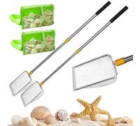 2 Pieces Shark Tooth Sifter, Beach Sand Sifter with Shell Bags, Sand Scoop Shell Scooper Shell Shovel Tool Sand Dipper Seaside Scooper for Picking Up Shells Beachcombing Rock Hunting