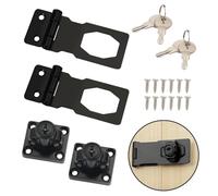 2 Pieces Shed Lock Hasp and Staple with Padlock, 3 Inch Keyed Heavy-Duty Hasp Twist Knob Keyed Locking Hasps Safety Clasp Gate Shed Door Lock, with Keys for Cabinets, Cupboards, Drawers and Gates
