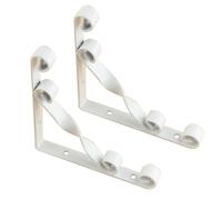 2 Pieces Shelf Bracket Scroll Style Wall Partition Metal Scaffold Boards Iron Fixed Support Hanging Floating Angle Brackets for Bench Table(White,300x300mm)