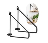 2 Pieces Shelf Bracket Triangle Bracket Wall Partition Solid Steel Scaffold Boards Tripod Shelf Fixed Support Wall Hanging Floating Angle Brackets for Bench Table Shelf (25cm,Black)