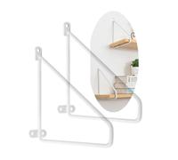 2 Pieces Shelf Bracket Triangle Bracket Wall Partition Solid Steel Scaffold Boards Tripod Shelf Fixed Support Wall Hanging Floating Angle Brackets for Bench Table Shelf (15cm,White)