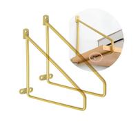 2 Pieces Shelf Bracket Triangle Bracket Wall Partition Solid Steel Scaffold Boards Tripod Shelf Fixed Support Wall Hanging Floating Angle Brackets for Bench Table Shelf (15cm,Gold)