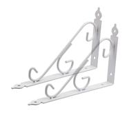 2 Pieces Shelf Brackets Iron,Bracket Wall Mounted Metallic partition 3mm Thick Support Hanging 90 Degree Right Angle Floating European Style(White,200x126mm)